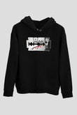 Lifelover Baskılı Unisex Siyah Kapüşonlu Sweatshirt