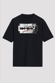 Lifelover Baskılı Unisex Siyah Oversize Tişört - Tshirt
