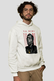 Lil Baby Baskılı Beyaz Unisex Kapüşonlu Sweatshirt