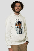 Lil Baby Baskılı Beyaz Unisex Kapüşonlu Sweatshirt