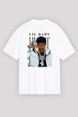 Lil Baby Baskılı Beyaz Unisex Oversize Tişört - Tshirt