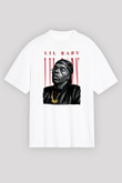 Lil Baby Baskılı Beyaz Unisex Oversize Tişört - Tshirt