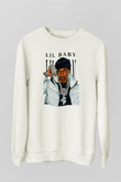 Lil Baby Baskılı Beyaz Unisex Sweatshirt