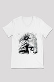 Lil Peep Baskılı Beyaz Unisex V Yaka Tişört - Tshirt