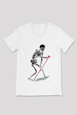 Lil Peep Baskılı Beyaz Unisex V Yaka Tişört - Tshirt
