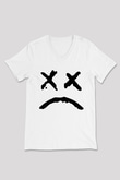 Lil Peep Baskılı Beyaz Unisex V Yaka Tişört - Tshirt
