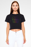 Lil Peep Baskılı Siyah Crop Top Kadın Tişört - Tshirt
