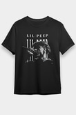 Lil Peep Baskılı Unisex Siyah Tişört - Tshirt