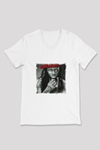 Lil Wayne Baskılı Beyaz V Yaka Unisex Tişört
