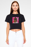 Lil Wayne Baskılı Crop Top Siyah Kadın Tişört