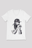 Lil Wayne Beyaz Unisex V Yaka Tişört