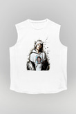 Lil Xan Baskılı Beyaz Unisex Kolsuz Tişört - Tshirt