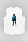 Lil Xan Baskılı Beyaz Unisex Kolsuz Tişört - Tshirt