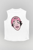 Lil Xan Baskılı Beyaz Unisex Kolsuz Tişört - Tshirt