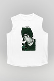 Lil Xan Baskılı Beyaz Unisex Kolsuz Tişört - Tshirt