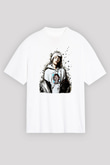 Lil Xan Baskılı Beyaz Unisex Oversize Tişört - Tshirt