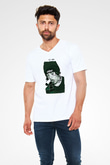 Lil Xan Baskılı Beyaz Unisex V Yaka Tişört - Tshirt