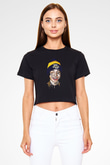 Lil Xan Baskılı Siyah Crop Top Kadın Tişört - Tshirt