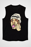 Lil Xan Baskılı Unisex Siyah Kolsuz Tişört - Tshirt