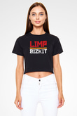 Limp Bizkit Baskılı Siyah Crop Top Kadın Tişört - Tshirt