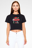 Limp Bizkit Baskılı Siyah Crop Top Kadın Tişört - Tshirt