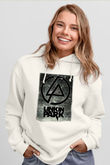 Linkin Park Beyaz Unisex Kapşonlu Sweatshirt