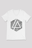 Linkin Park Beyaz Unisex V Yaka Tişört T-Shirt