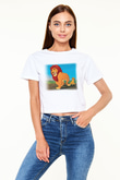 Lion King Beyaz Croptop Tişört