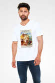 Lion King Beyaz Unisex V Yaka Tişört