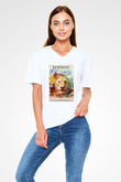 Lion King Beyaz Unisex V Yaka Tişört