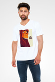 Lion King Beyaz Unisex V Yaka Tişört