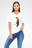Lion King Beyaz Unisex V Yaka Tişört