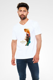 Lion King Beyaz Unisex V Yaka Tişört