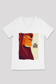 Lion King Beyaz Unisex V Yaka Tişört