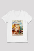 Lion King Beyaz Unisex V Yaka Tişört