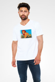 Lion King Beyaz Unisex V Yaka Tişört T-Shirt