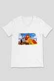 Lion King Beyaz Unisex V Yaka Tişört T-Shirt