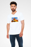 Lion King Beyaz Unisex V Yaka Tişört T-Shirt