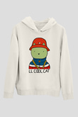 LL Cool J Baskılı Beyaz Unisex Kapüşonlu Sweatshirt