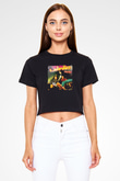 LMFAO Baskılı Crop Top Siyah Kadın Tişört
