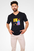LMFAO Baskılı Unisex Siyah V Yaka Tişört