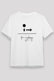 Lorentz Faktörü Baskılı Unisex Beyaz Tişört - Tshirt
