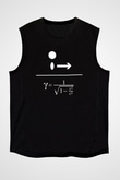 Lorentz Faktörü Baskılı Unisex Kolsuz Siyah Tişört - Tshirt