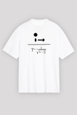Lorentz Faktörü Baskılı Unisex Oversize Beyaz Tişört - Tshirt