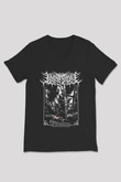 Lorna Shore Baskılı Unisex Siyah V Yaka Tişört - Tshirt