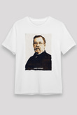 Louis Pasteur Baskılı Unisex Beyaz Tişört - Tshirt