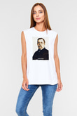 Louis Pasteur Baskılı Unisex Kolsuz Beyaz Tişört - Tshirt