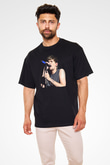 Louis Tomlinson Baskılı Unisex Siyah Oversize Tişört - Tshirt
