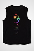 LSD Molekülü Baskılı Unisex Kolsuz Siyah Tişört - Tshirt