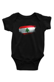 Lübnan - Lebanon Bayrağı Baskılı Unisex Siyah Bebek Body - Zıbın